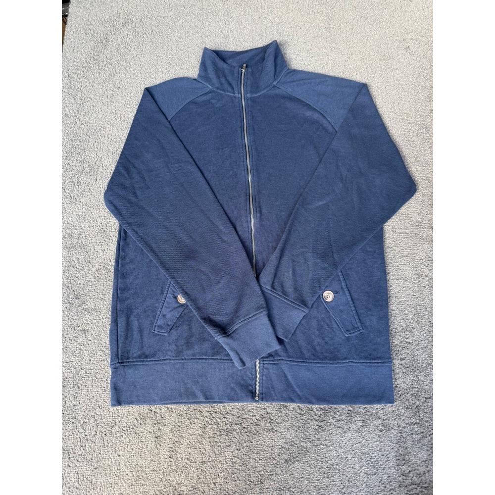 Old Navy Mens Full Zip Sweatshirt Ink Blue Mock Neck French Terry L S/171271-00
